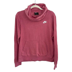 Nike Swoosh Pink Cowl Neck Line Drawstring Hoodie Women's Size Medium (M)